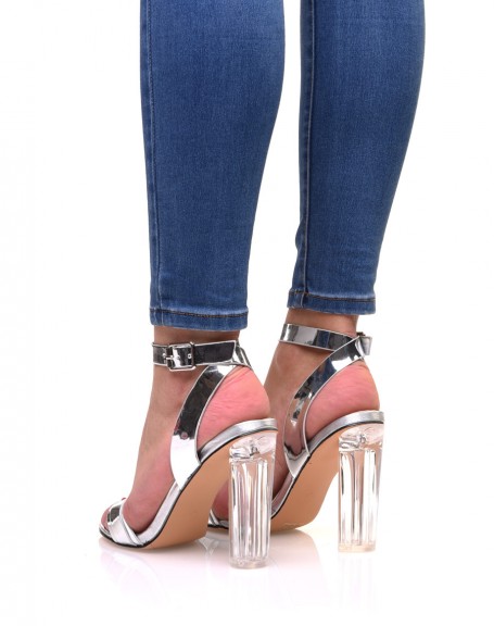 Silver sandals with transparent heels