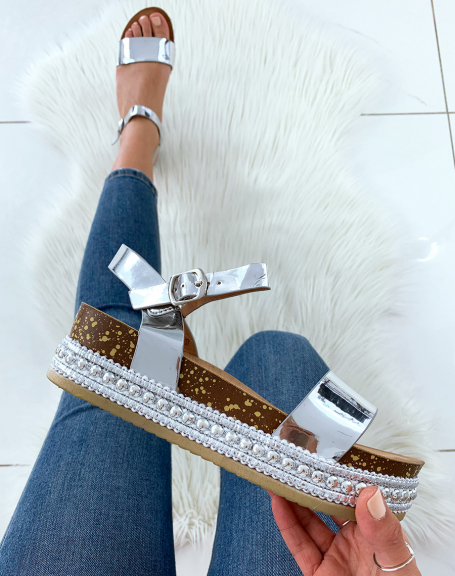 Silver wedge sandals