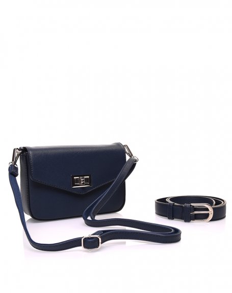 Small 2 in 1 shoulder bag and blue textured banana