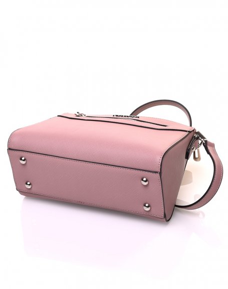 Small old pink textured rectangular shoulder bag