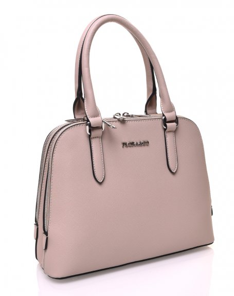 Small rounded beige handbag with double compartments