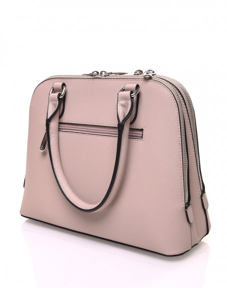Small rounded beige handbag with double compartments