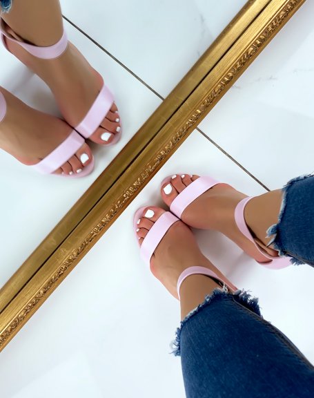 Square Buckle Lilac Heeled Sandals