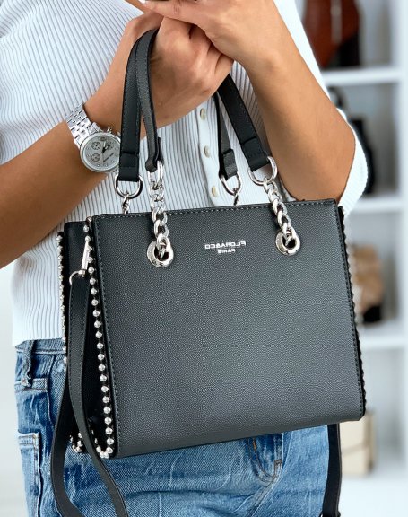 Studded gray handbag