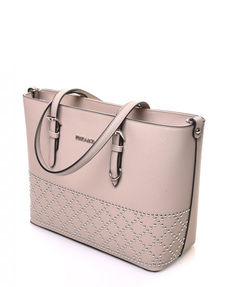 Studded taupe handbag