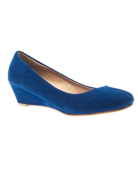 Style Shoes woman's shoes: blue wedge pumps