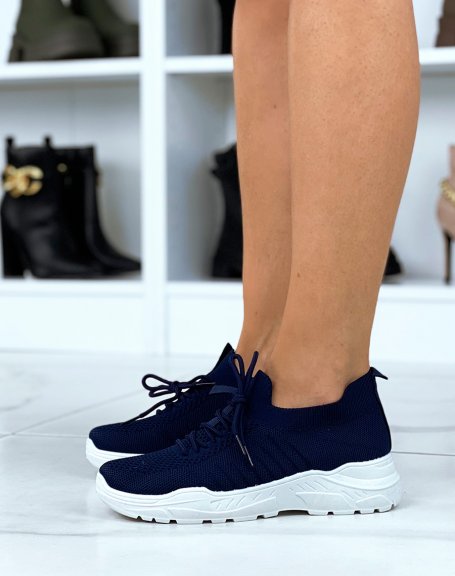 Supple navy sock-effect trainers
