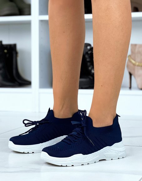 Supple navy sock-effect trainers