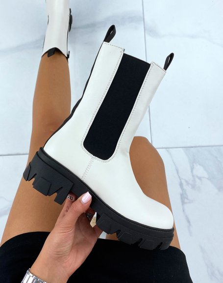 Tall beige ankle boots