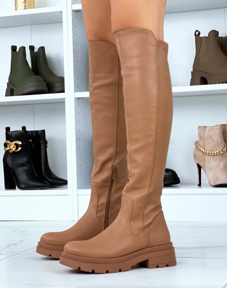 Tall taupe riding style boots
