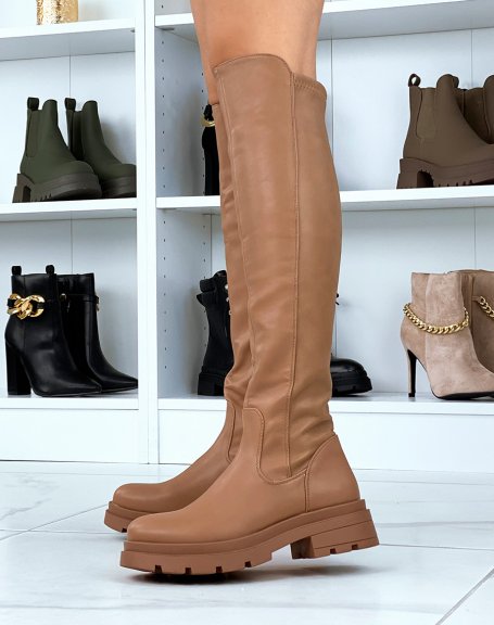 Tall taupe riding style boots