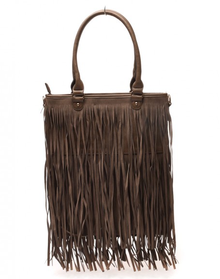 Taupe bag with fringes