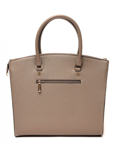 Taupe rounded top tote bag