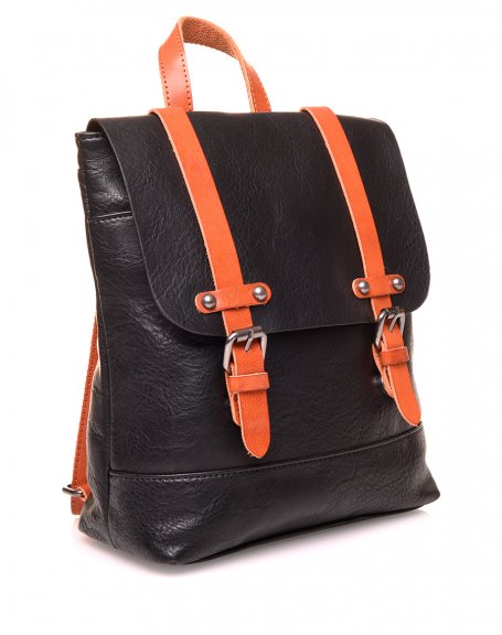 Vintage black and camel mini backpack