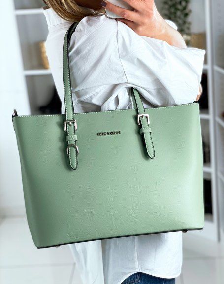 Water green tote bag in imitation leather