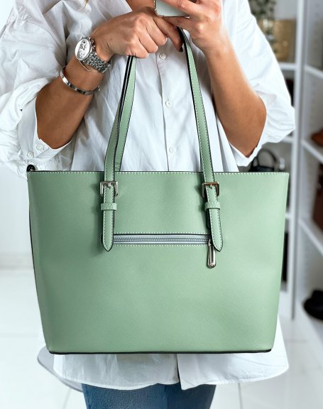 Water green tote bag in imitation leather