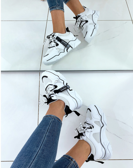 White and black chunky sole sneakers