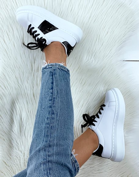 White and black platform sneakers