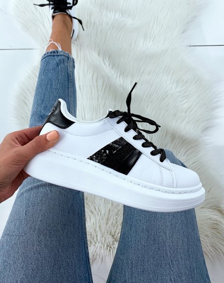 White and black platform sneakers