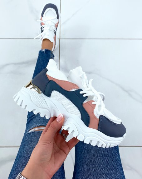 White and blue sock effect sneakers