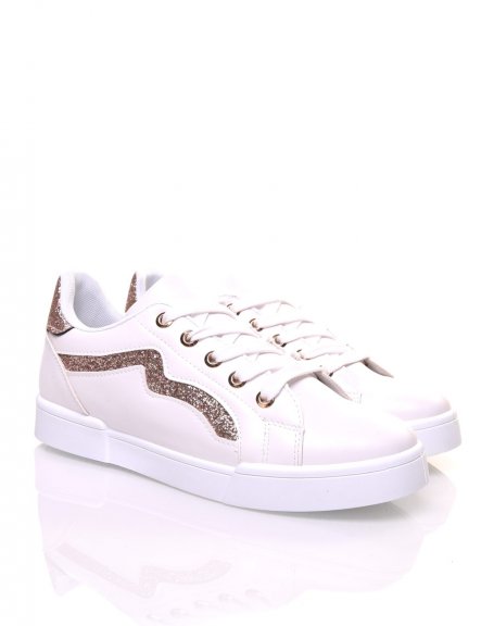 White and copper glitter sneakers