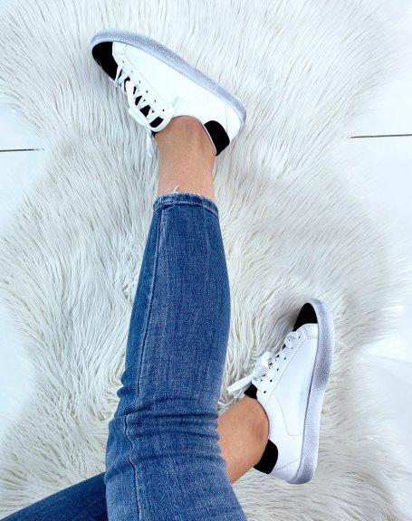 White and matt black sneakers