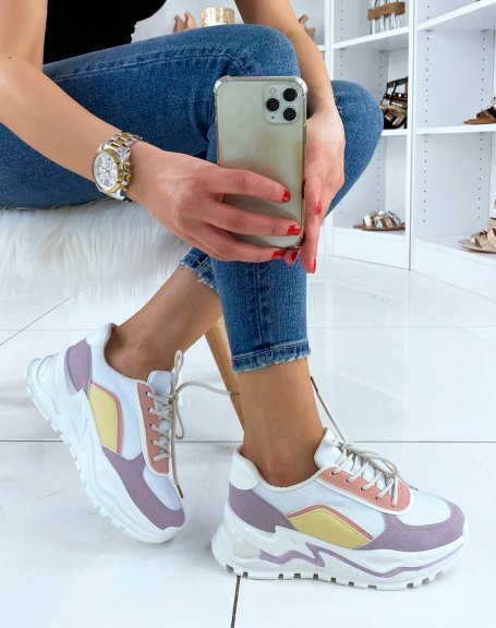 White and pastel chunky platform sneakers