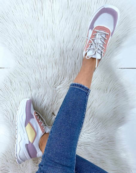 White and pastel chunky platform sneakers