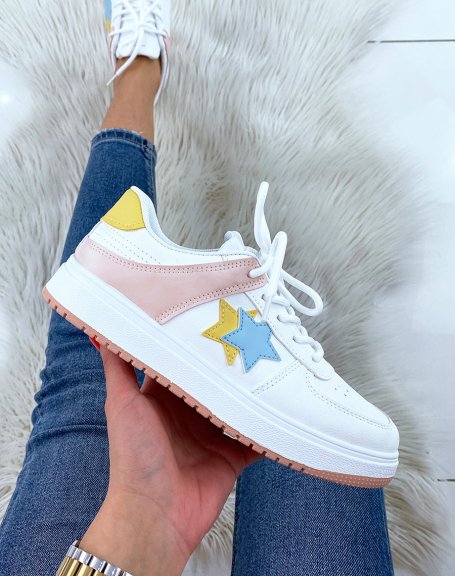 White and pastel sneakers with star inserts