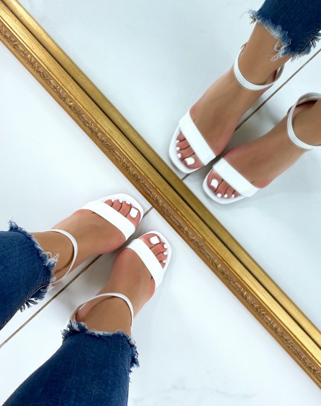 White chunky heel sandals