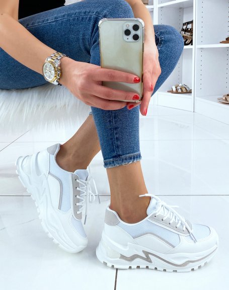 White chunky platform sneakers
