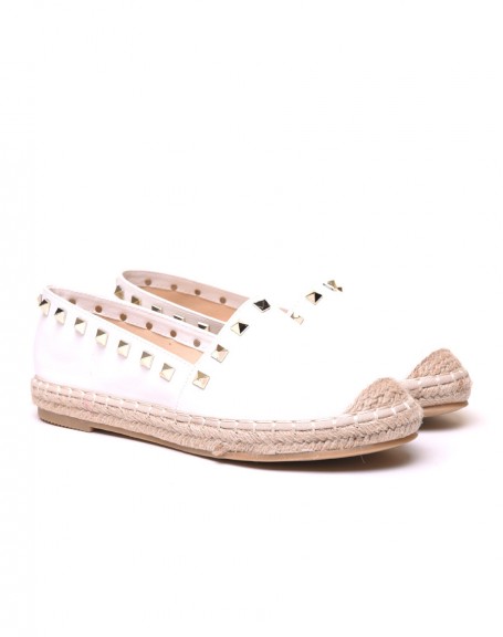 White espadrilles with braided toe and sole