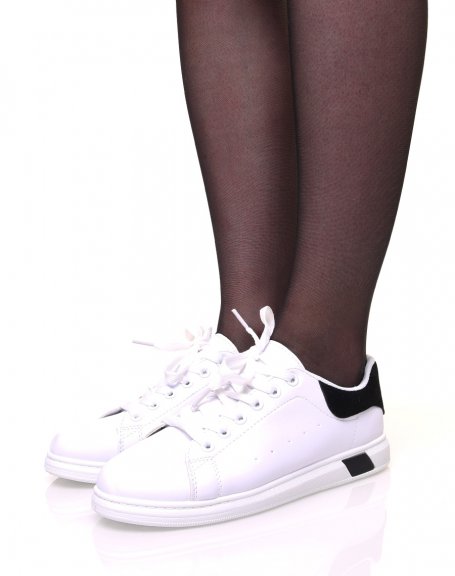 White lace-up sneakers with black details