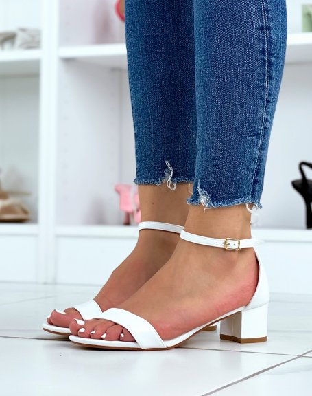 White low-heeled sandals