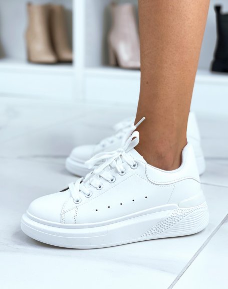 White low top sneakers with chunky sole