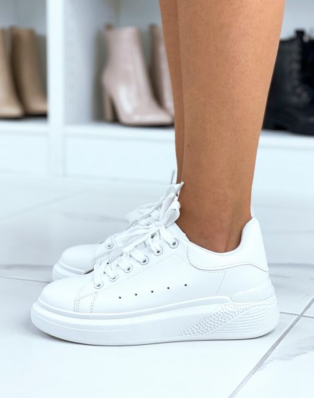 White low top sneakers with chunky sole