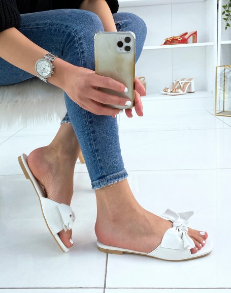 White mules with bow