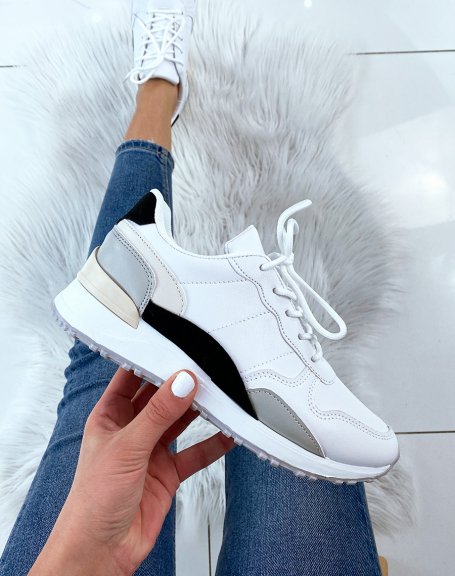 White multi-panel sneakers