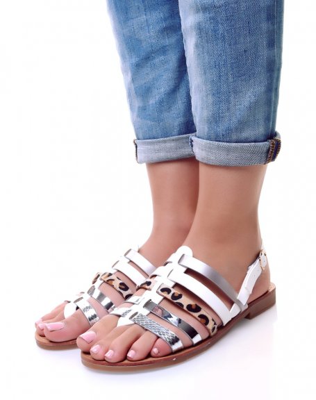 White multi-strap sandals