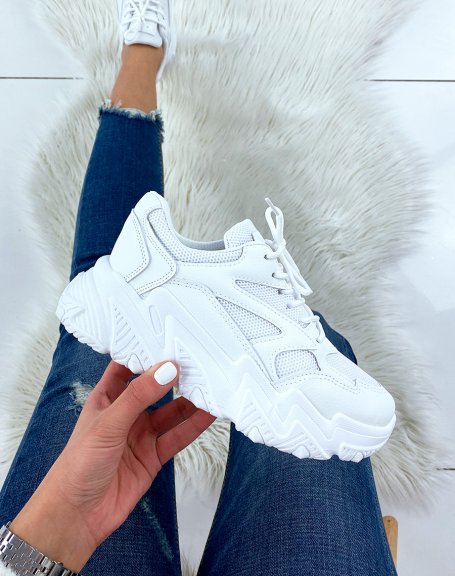 White oversized platform sneakers