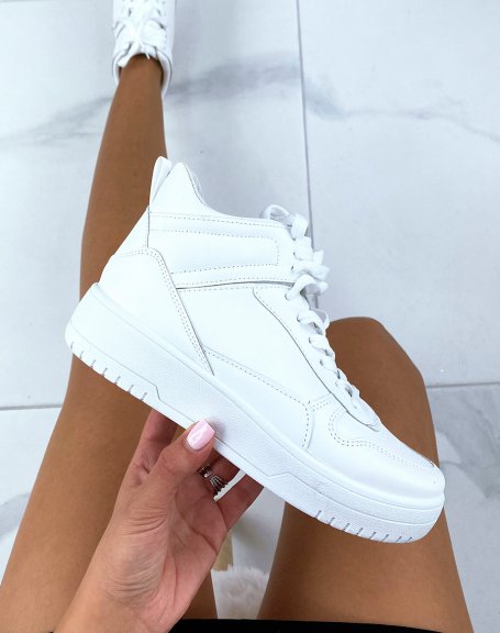 White paneled high top sneakers