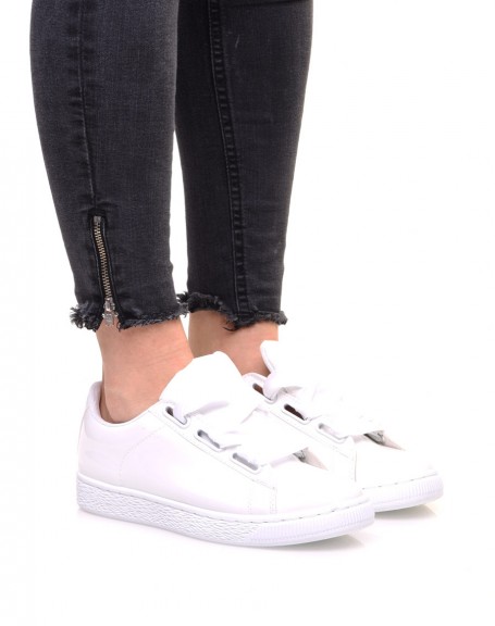 White patent sneakers