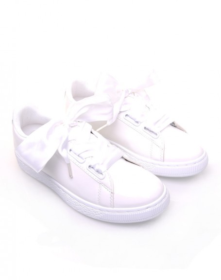 White patent sneakers
