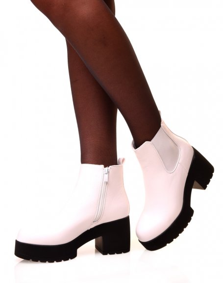 White platform ankle boots