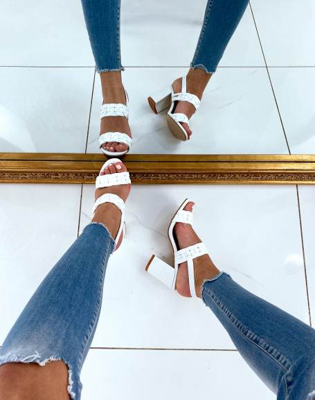 White sandals with overlapping straps