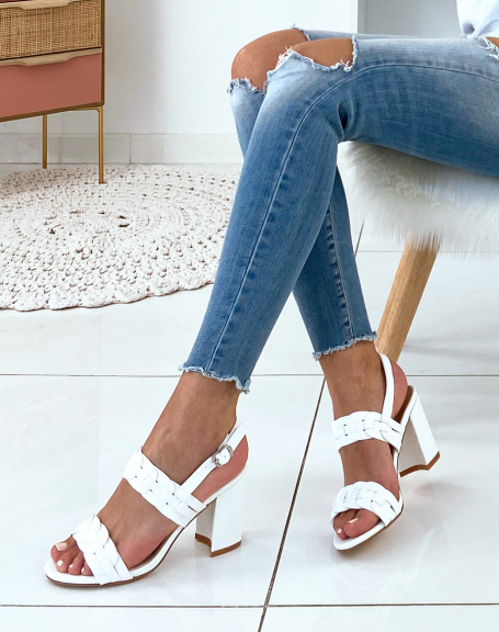 White sandals with overlapping straps