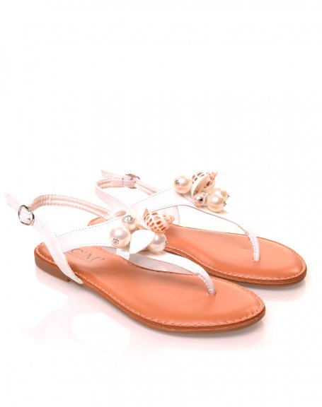 White shell sandals