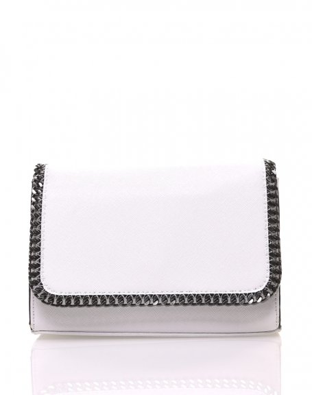 White shoulder bag with chain