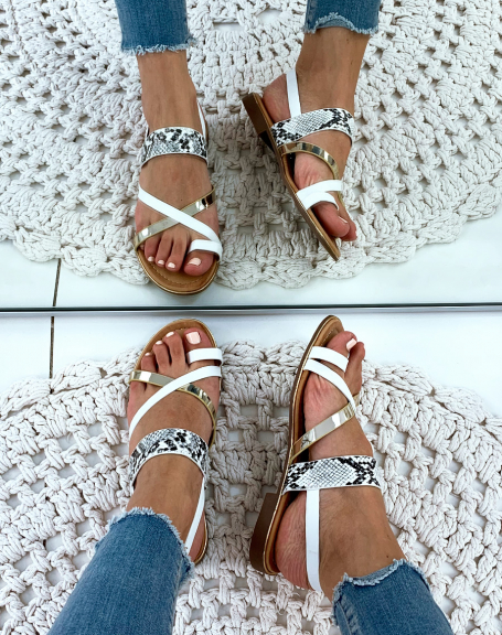 White slingbacks with multiple straps and toes