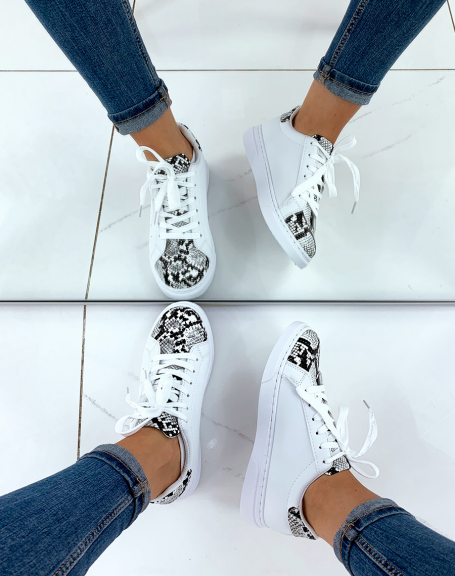 White snakeskin sneakers